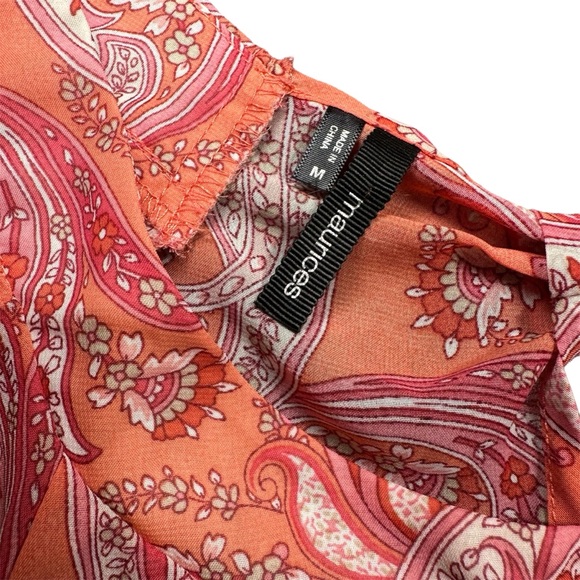 Maurices- Women's Vintage Sheer Vibrant Orange Paisley Print Blouse Size: Medium - Picture 4 of 7